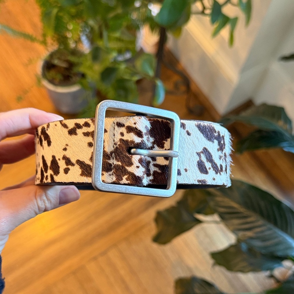 J. Crew Calf hair  Leather Belt - Brown and White